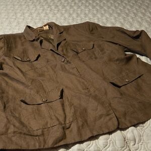 Merona  Brown Military Style Linen Jacket